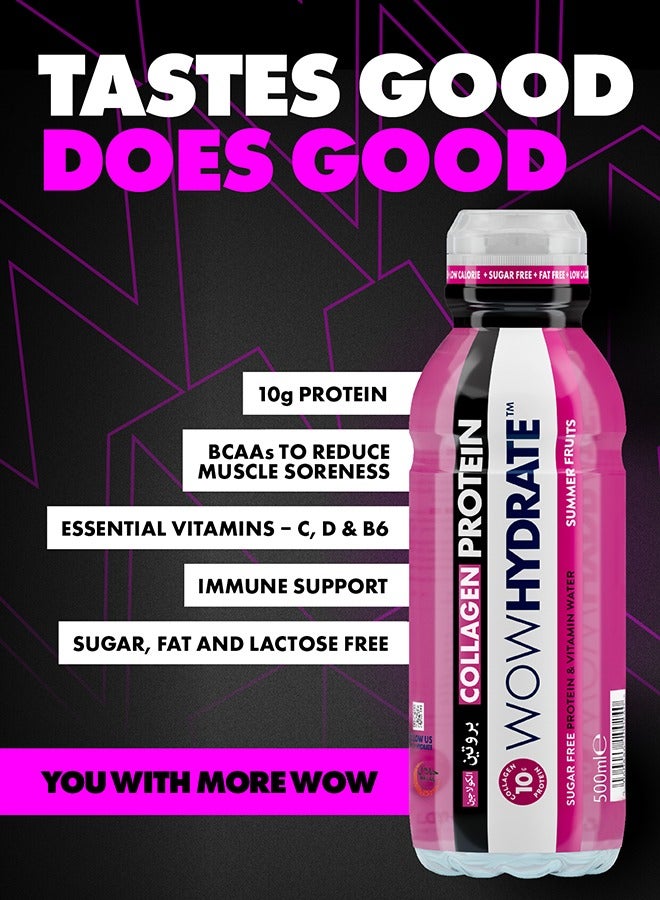 WOW Hydrate Protein And Vitamin Water 10 Grams Summer Fruits 500 ML  - Image 2