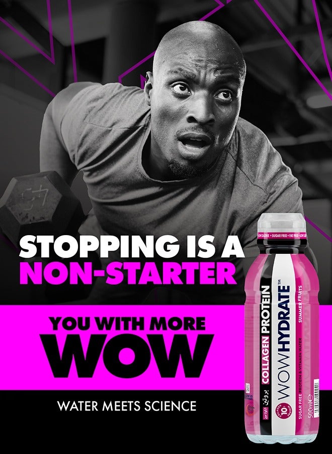 WOW Hydrate Protein And Vitamin Water 10 Grams Summer Fruits 500 ML  - Image 3