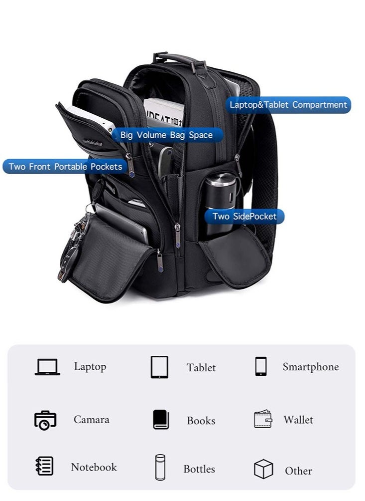 ARCTIC HUNTER - Large Business Travel Laptop Backpack, Durable Trip Bag with Independent Laptop and Tablet Computer Compartment for Men, Black - Image 1