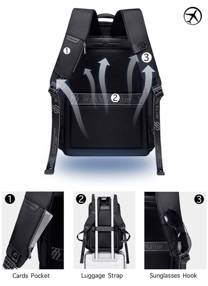 ARCTIC HUNTER - Large Business Travel Laptop Backpack, Durable Trip Bag with Independent Laptop and Tablet Computer Compartment for Men, Black - Image 1