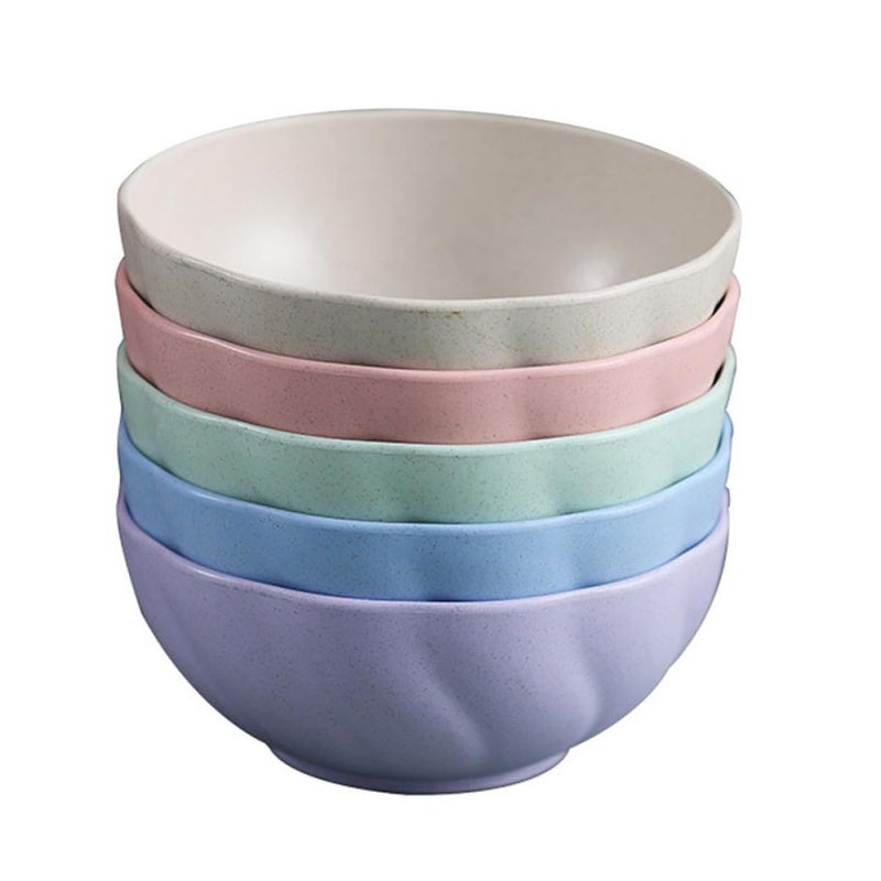 Wheat Straw Bowl Set 5pcs Microwave Safe Eco Friendly Food Containers Mixed Colors - Image 2