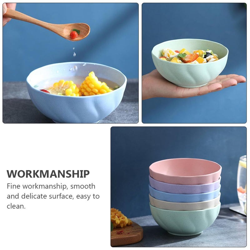 Wheat Straw Bowl Set 5pcs Microwave Safe Eco Friendly Food Containers Mixed Colors - Image 5