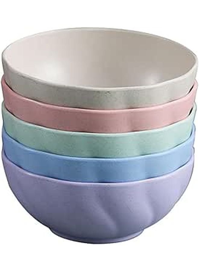 Wheat Straw Bowl Set 5pcs Microwave Safe Eco Friendly Food Containers Mixed Colors - Image 1