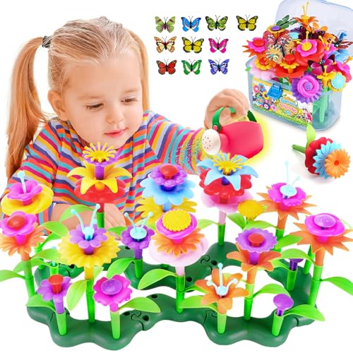FUNZBO 109pcs Flower Garden Building Toy Set Spring Toys for 3 4 5 6 7 Years Old Girl STEM Montessori Educational Toy for Kid Toddler Sorting Stacking Building Block Birthday Gift for Girls - Image 1
