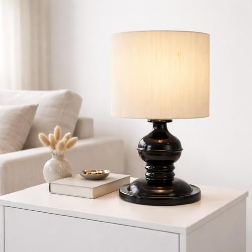 tu casa Modern Metal Table Lamp | Off White Fabric Shade Bedside & Study Lamp for Bedroom Living Room Office | Decorative Home Décor Lighting & Gifting - Image 3