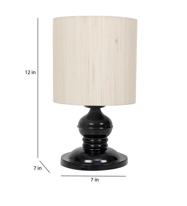 tu casa Modern Metal Table Lamp | Off White Fabric Shade Bedside & Study Lamp for Bedroom Living Room Office | Decorative Home Décor Lighting & Gifting - Image 4
