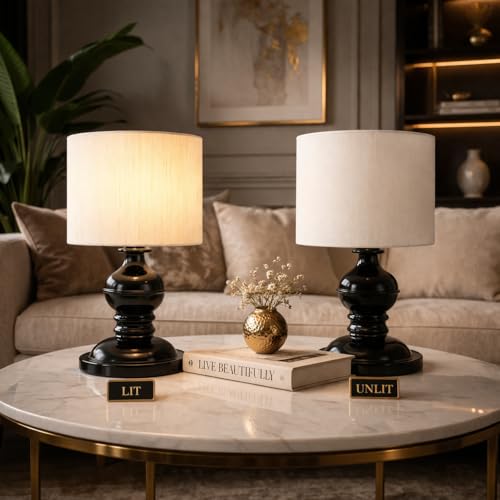 tu casa Modern Metal Table Lamp | Off White Fabric Shade Bedside & Study Lamp for Bedroom Living Room Office | Decorative Home Décor Lighting & Gifting - Image 5