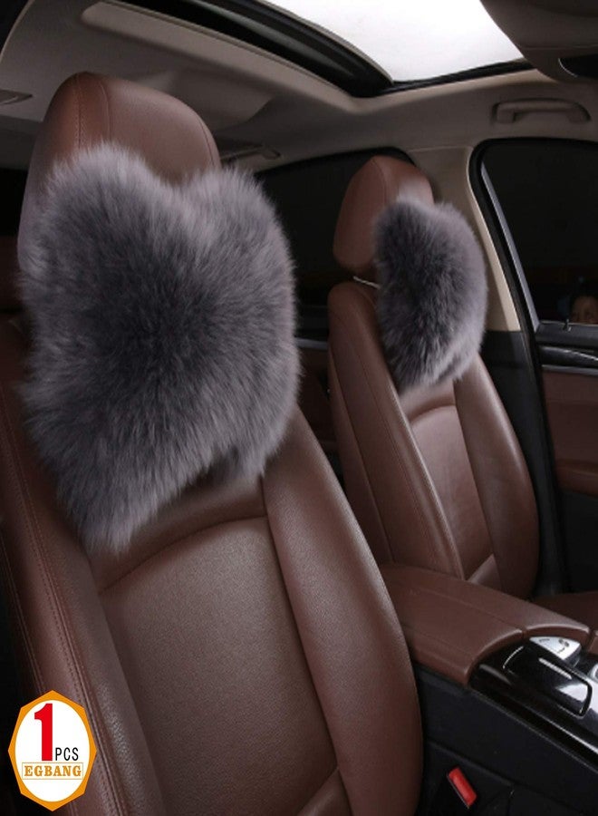 EGBANG Car Seat Neck Rest Pillow Warm Winter Wool Headrest Head Support Car Decor Accessories (Grey) - Image 2