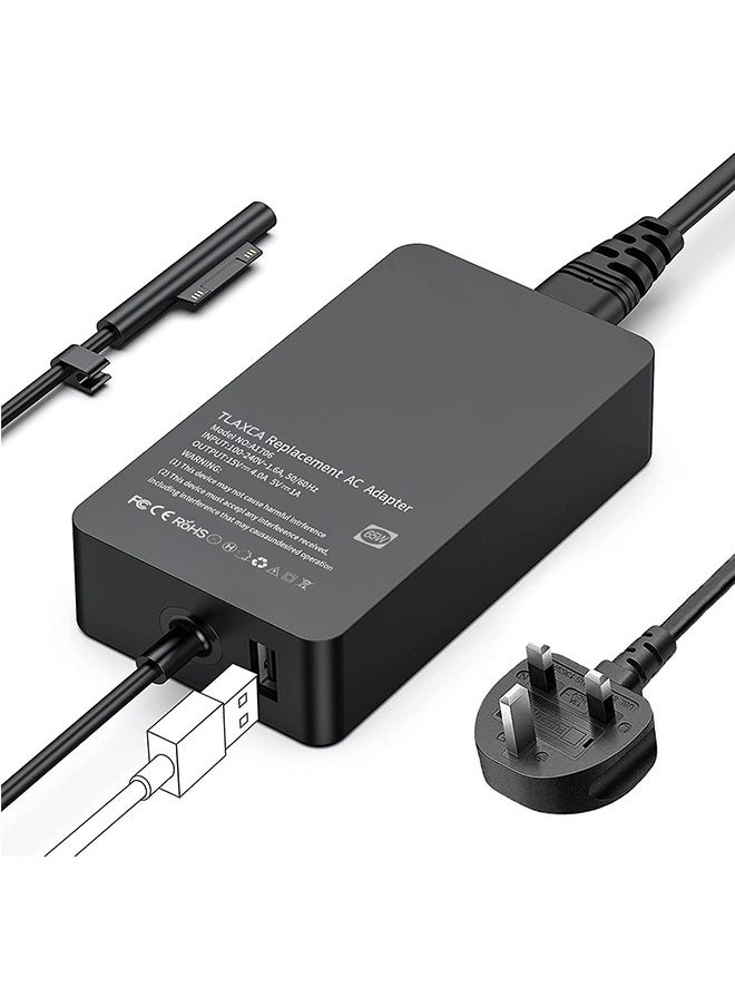 Topleo - 65W  Charger for Surface Pro 9, Laptop Adatper Suitable for Microsoft Surface Pro 8/7/6/5/4/3/X Windows Surface Laptop 4/3/2/1 Surface Go 4/3/2/1 Surface Book 3/2 /1 Surface Tablet 1706 with USB charging port - Image 1