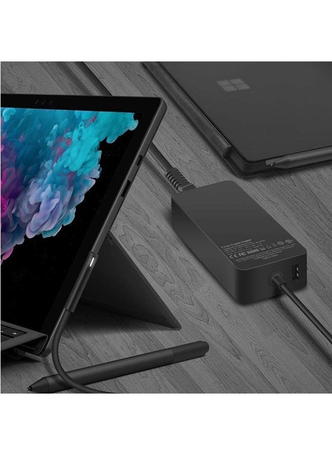 Topleo - 65W  Charger for Surface Pro 9, Laptop Adatper Suitable for Microsoft Surface Pro 8/7/6/5/4/3/X Windows Surface Laptop 4/3/2/1 Surface Go 4/3/2/1 Surface Book 3/2 /1 Surface Tablet 1706 with USB charging port - Image 1