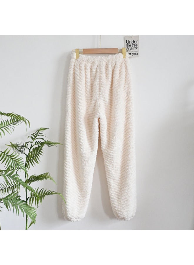 Autumn And Winter Couple's Pajama Pants Fleece-lined Thickened Solid Color Nipped High Waist Velvet Pants For Home Wear