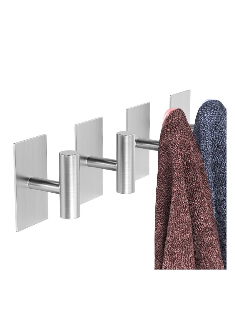 SYOSI Adhesive Hooks, 4 Pcs Heavy Duty Wall Stainless Steel Door Hooks for Hanging Coat, Hat, Towel, Robe, Key, Clothes, Closet Hook Wall Mount(Silver)  - Image 5