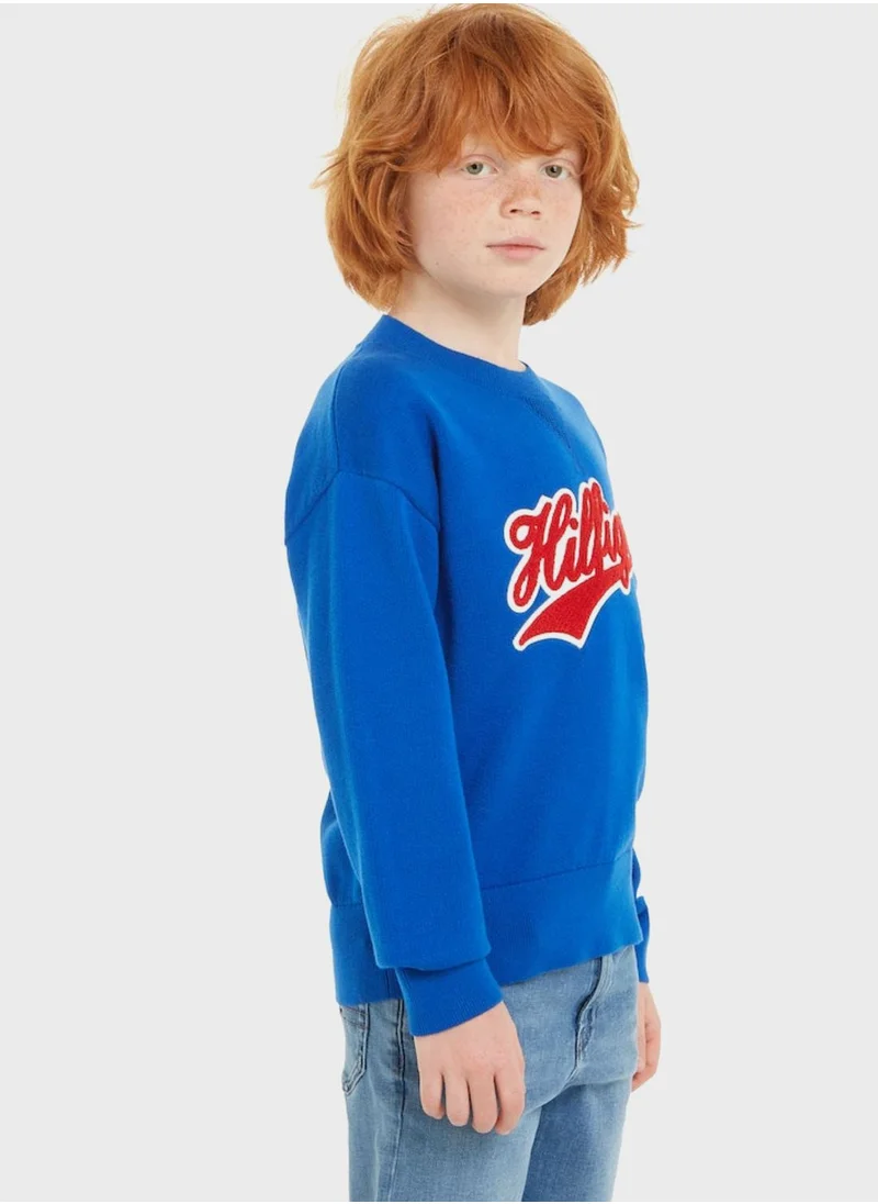 TOMMY HILFIGER Kids Text Crew Neck Sweater