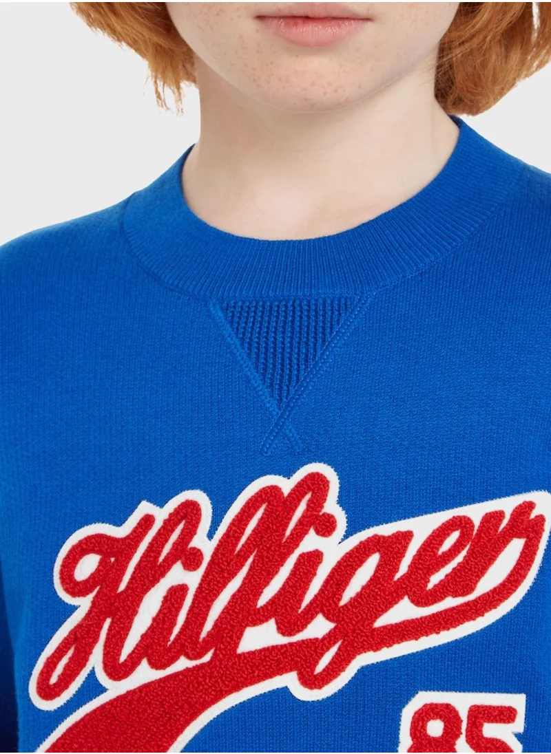 TOMMY HILFIGER Kids Text Crew Neck Sweater
