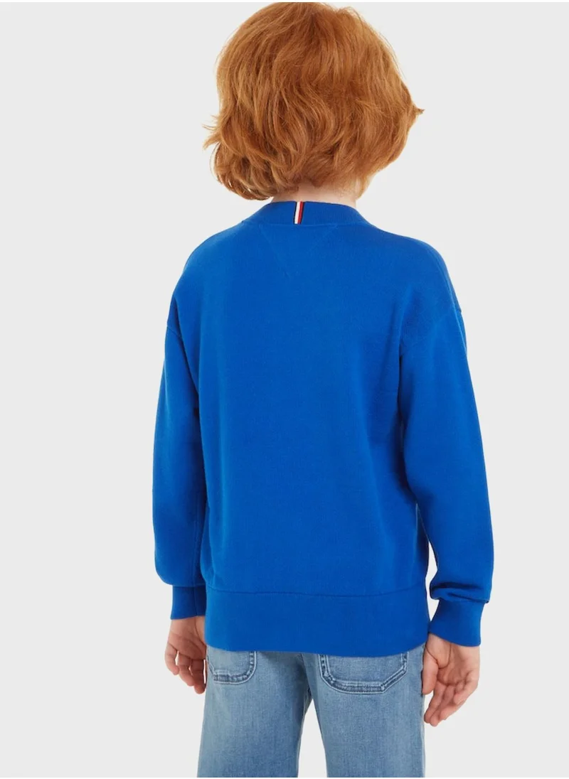 TOMMY HILFIGER Kids Text Crew Neck Sweater