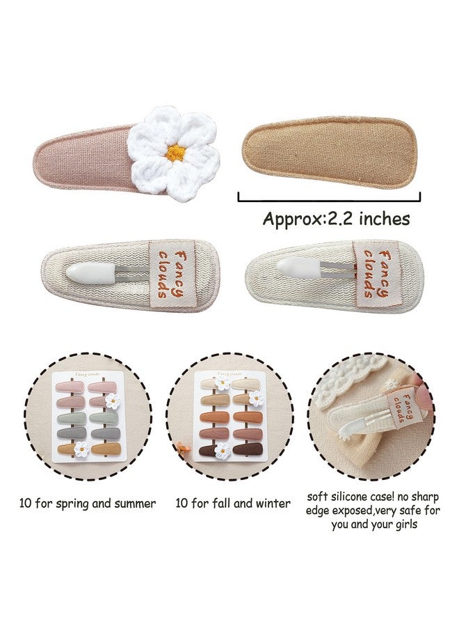 Fancy Clouds 20 Pack Baby Hair Clips For Girls Toddlerneutral Fabric Snap Clips Pins With Embroidery Daisy Flowerhandmade Hair Accessories Barrettes For School Age Kids Children Gifts - Image 3