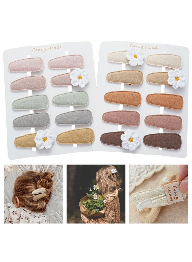 Fancy Clouds 20 Pack Baby Hair Clips For Girls Toddlerneutral Fabric Snap Clips Pins With Embroidery Daisy Flowerhandmade Hair Accessories Barrettes For School Age Kids Children Gifts - Image 1