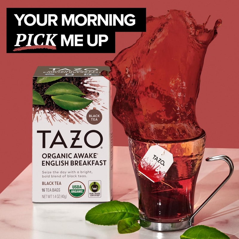 TAZO Organic Awake English Breakfast Black Tea Bags - 96 Total Tea Bags (16ct - Pack of 6) - Image 2