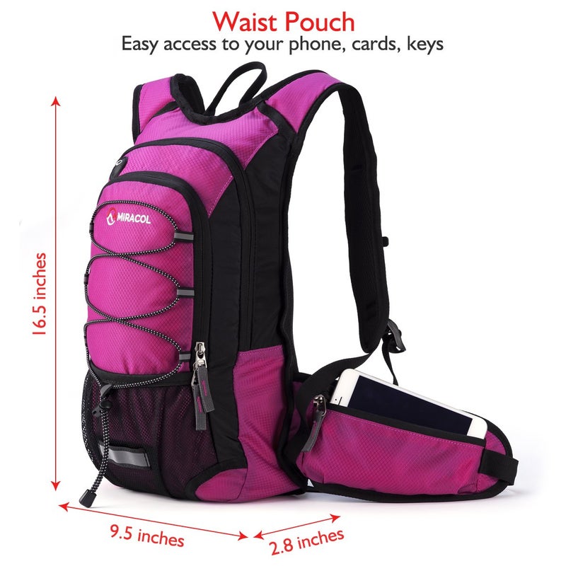 MIRACOL Hydration Pack Hiking Water Backpack - Miracol Insulated Water Bag with 2L Bladder Color: Rose - Image 2