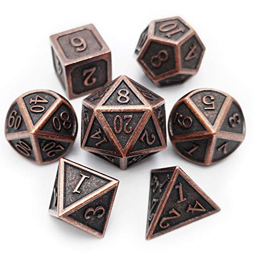 Haxtec Antique Copper Metal DND Dice Set 7 Die Polyhedral DD Dice Compatible with Dungeons and Dragons Gift TTRPG - Image 1