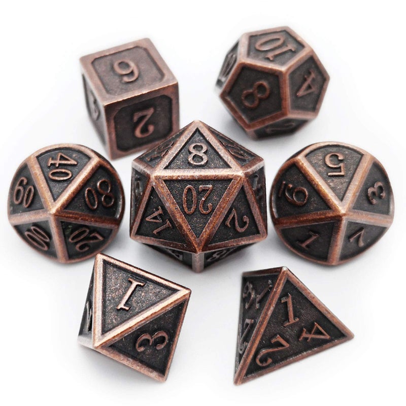 Haxtec Antique Copper Metal DND Dice Set 7 Die Polyhedral DD Dice Compatible with Dungeons and Dragons Gift TTRPG - Image 3