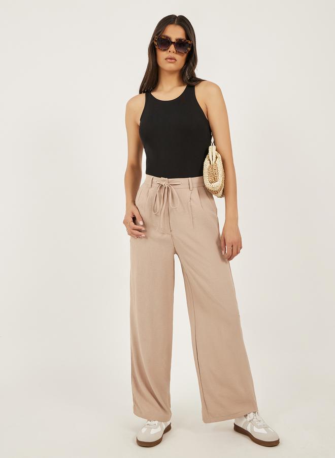 Styli Beige Relaxed Fit Cullotte Pants - Image 1