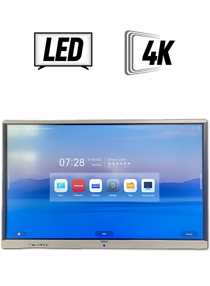TREND 65" 4K DLED Interactive Display - White Frame, Octa-Core, 8GB RAM, 128GB Storage, Android 14, 40-Point Touch, Google EDLA Certified - Image 1