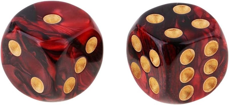 klarako 30x Coloured 6-Sided 16mm D6 Gaming Dice Set Red Black With Golden Pips - Image 5