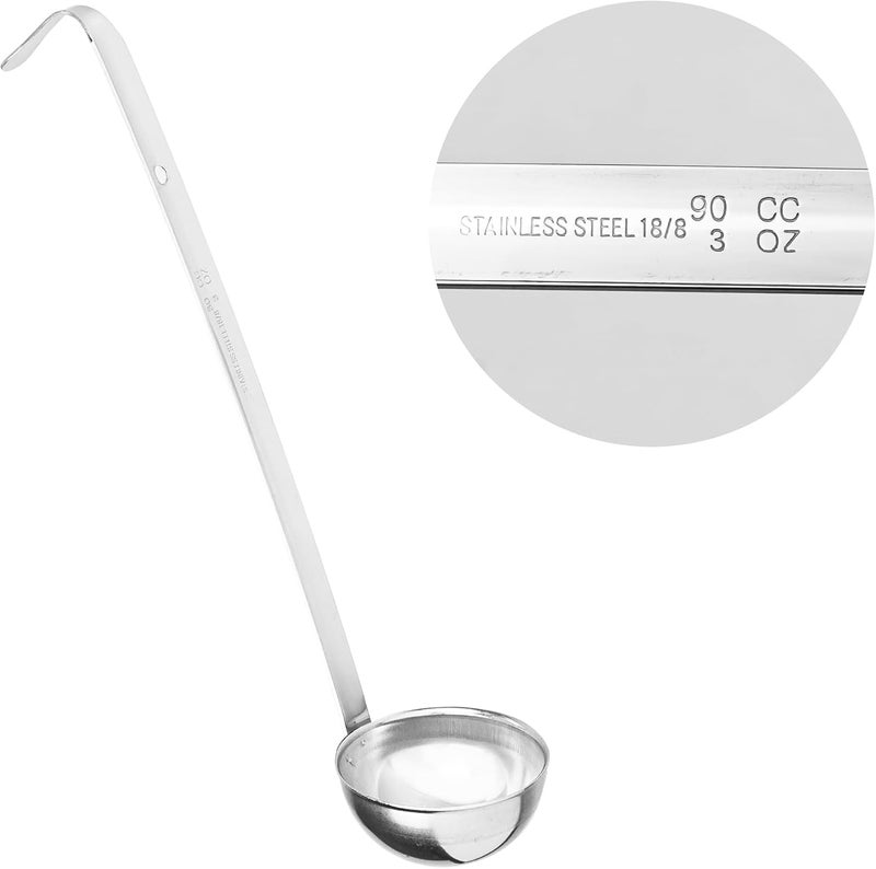 AUXBC 2Pcs 3oz Stainless Steel Soup Ladle, Long Handle Ladles with Pouring Rim for Cooking, Serving Soup, Sauce, Stew, Kitchen - Image 4