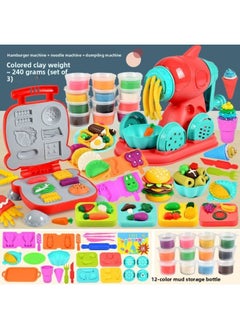 Ice Cream Color Mud Noodle Machine DIY Plasticine Tools Kindergarten Clay Handmade Educational Girls Children's Toys-Specification:[hamburger Maker + Noodle Maker + Dumpling Maker] 39-piece Set