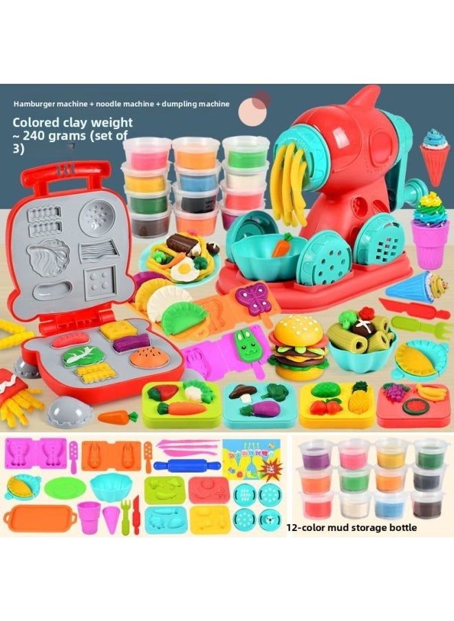 Generic - Ice Cream Color Mud Noodle Machine DIY Plasticine Tools Kindergarten Clay Handmade Educational Girls Children's Toys-Specification:[hamburger Maker + Noodle Maker + Dumpling Maker] 39-piece Set - Image 1
