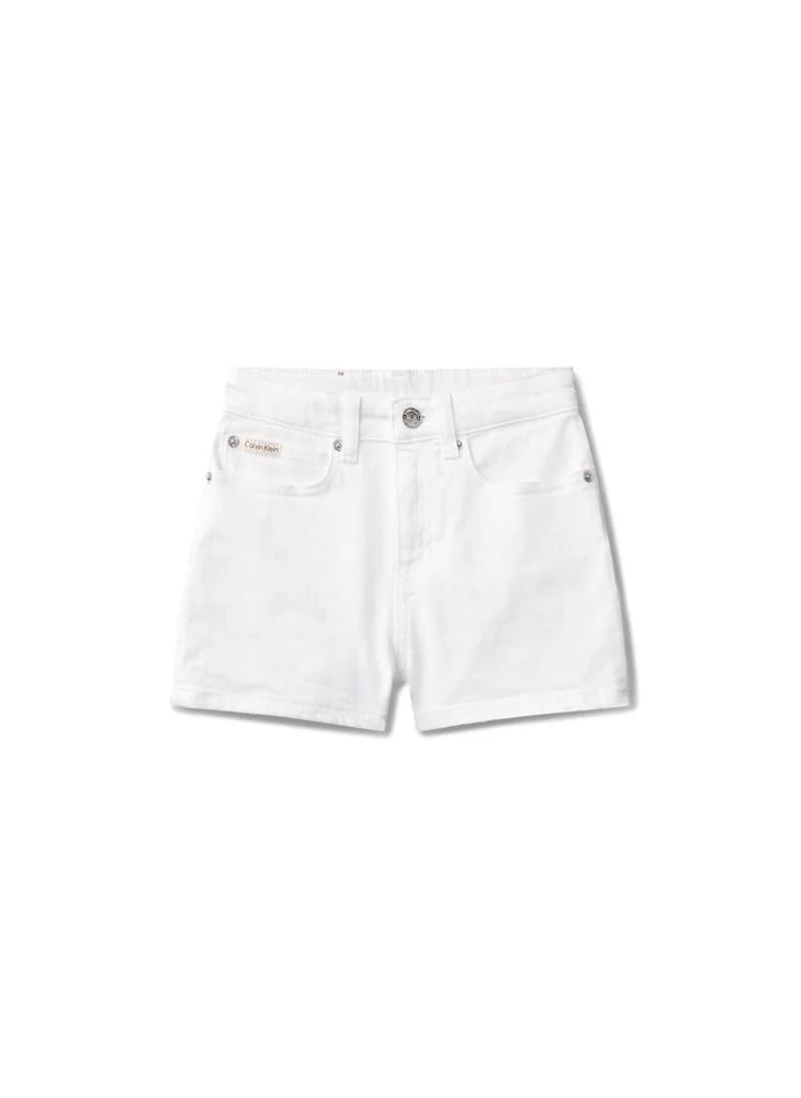 Calvin Klein Jeans WHITE High Rise Relaxed Denim Shorts for Women | Best Price UAE