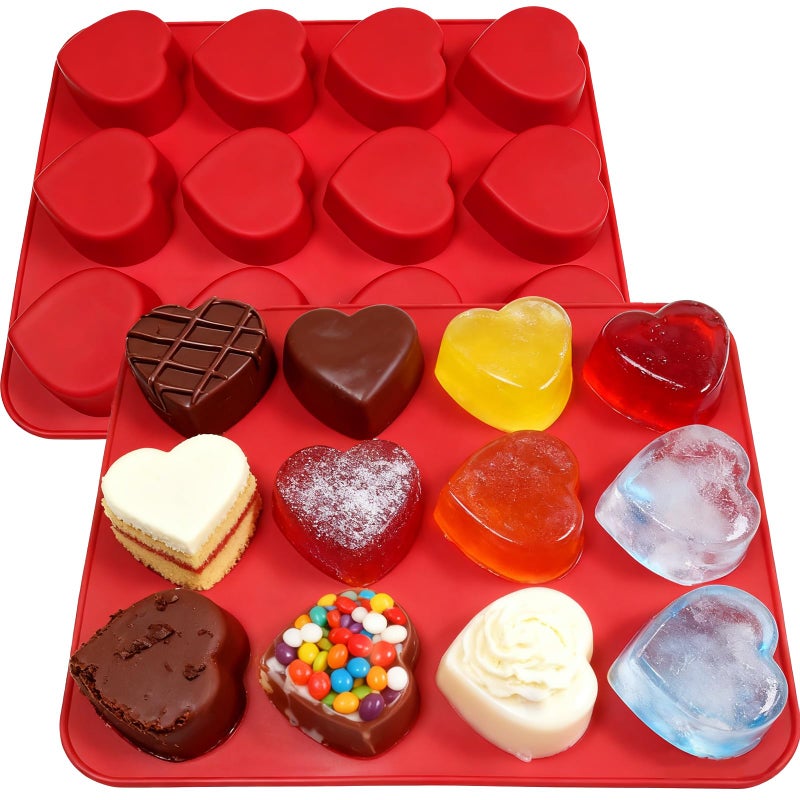 LLPMutu Silicone Heart Muffin Pan (2 Pack) - Nonstick Silicone Molds for Baking, Cupcake Pan for Brownies, Tartlets and Egg Bites - Image 1