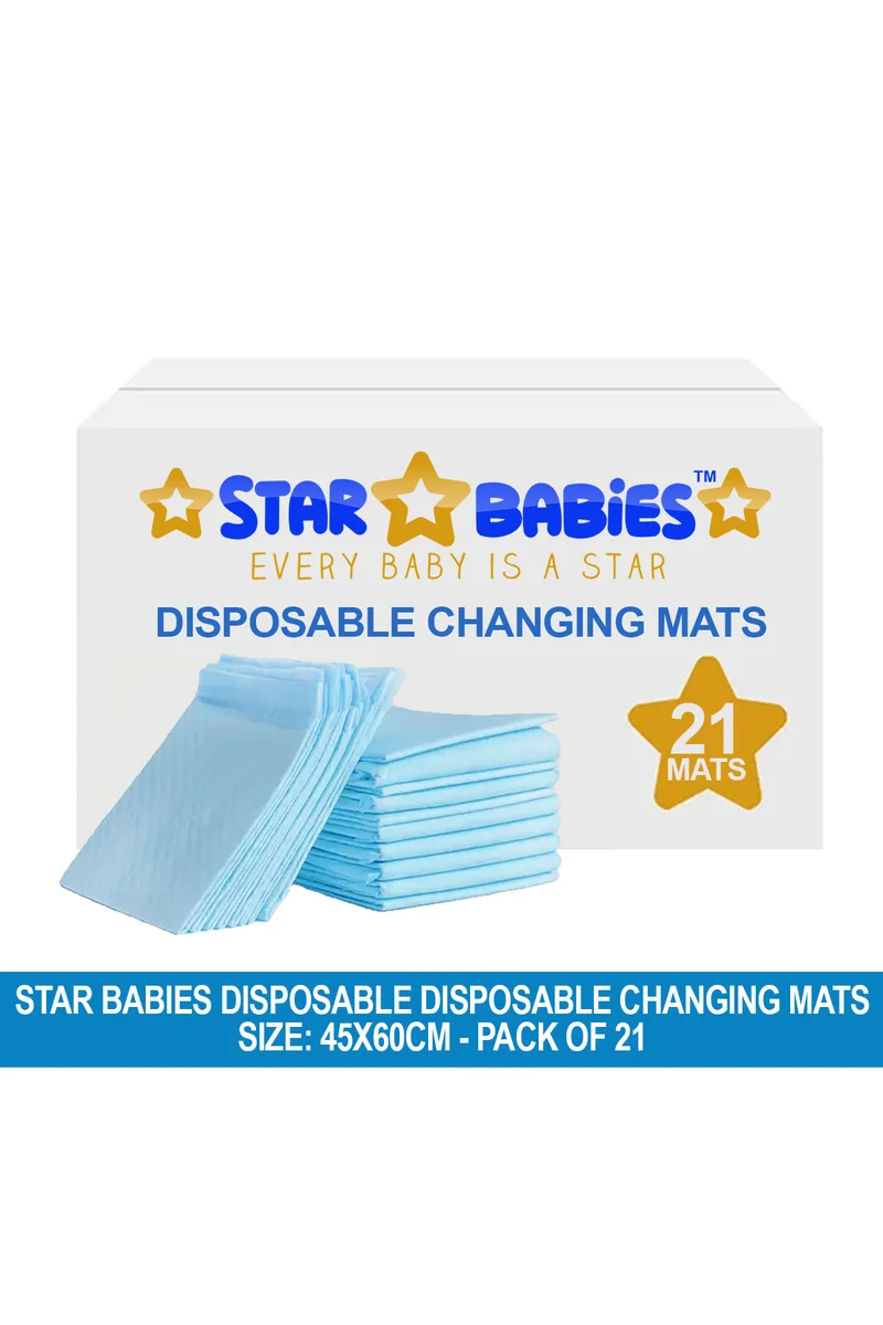 STAR BABiES Star Babies Disposable Diaper Changing Mats Pack of 21 - Blue