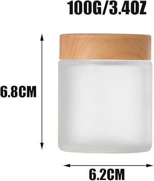 VASANA 2PCS 100G34oz Empty Frosted Glass Cream Jars with Wooden lids Round Sample Cosmetic Bottle Container Face Lotion Cream Box Pot for Scrub Cream Body Lotion - Image 2