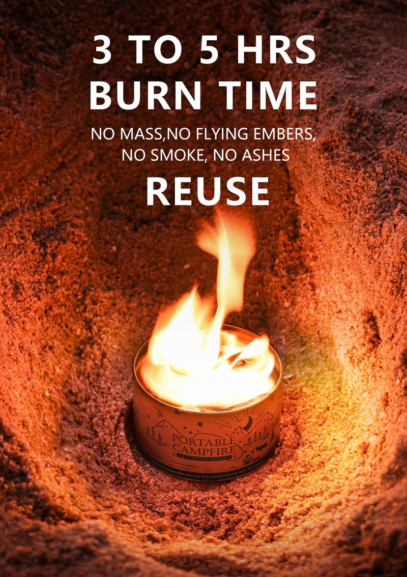 UFelice Portable Campfire, Holder and Extinguish Included, Reusable Fire Pit for Camping, Smores, Picnics - Made with Recycled Soy Wax Up to 3-5 Hours Burn Time - Tabletop Fireplace, Emergency Heat - 4 Pack - Image 5