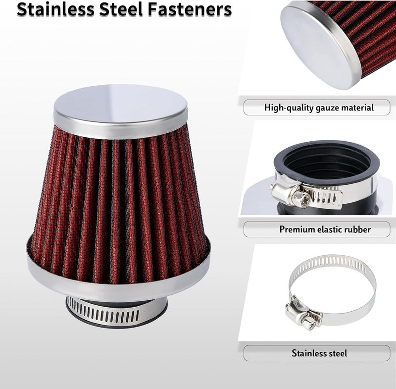 evermotor Double Layer Steel Engine Air Filter, 34mm 35mm 36mm Carburetor Cleaner for Motorcycle Scooter ATV Moped Red - Image 3