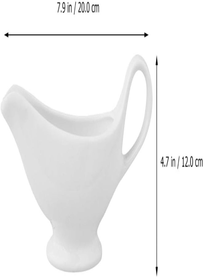 AKDC Cabilock 2Pcs Porcelain Gravy Boat White Gravy Boat Cream Sugar Milk Cup Coffee Serving Set For Salad Dressings Milk Broth Creamer  - Image 5