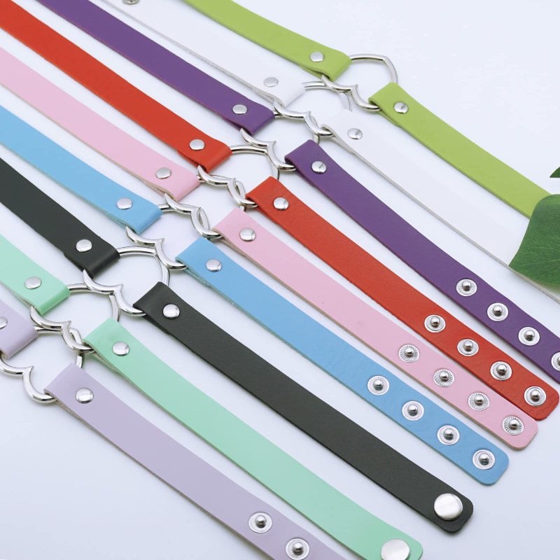 ETHOON Love Heart PU Leather Choker Necklace Goth Collar Chain Choker Necklace for Women Mint Green - Image 3