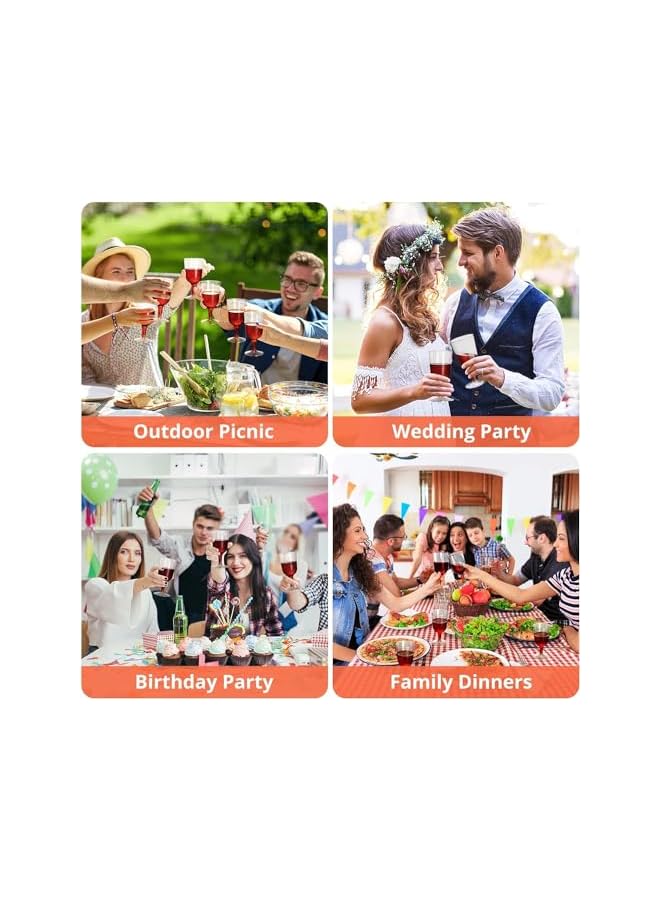 S-TOP 50 Pcs Reusable Clear Plastic Cups, 5 Oz BPA-Free Wine & Champagne Cups, for Ramadan, Weddings, Parties(Gold) - Image 4