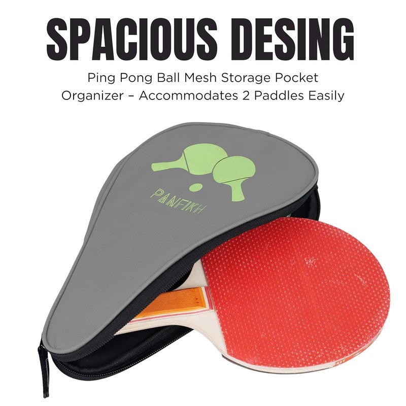 PANFIKH Table Tennis Racket Bag with Zipper Closure, Waterproof Ping Pong Paddle Case Lightweight Racket Cover with Carrying Loop Handle, Durable Multi-Use Table Tennis Paddle Carry Bag - Grey - Image 3