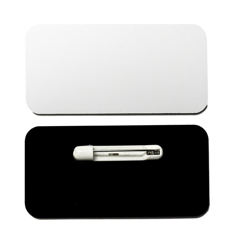 All Quality Name Tag/Badge Blanks - 25 Pack - White 1-1/2" X 3", Round Corners, Pin - Image 1