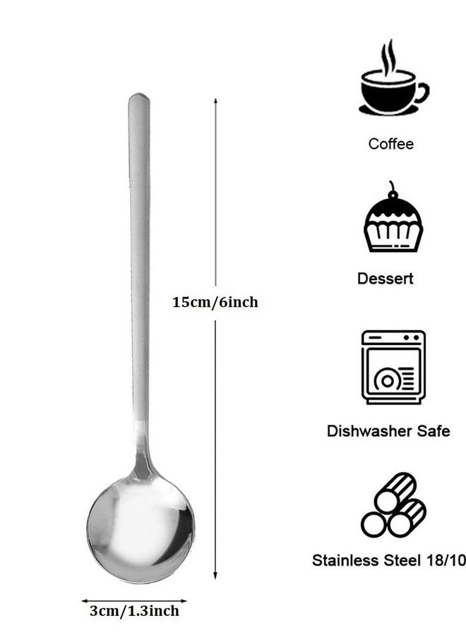 كوميكفس مجموعة ملاعق إسبريسو من الفولاذ المقاوم للصدأ باللون الفضي من كوميكفس، 8 قطع، مقاس 6 بوصات، ملاعق قهوة، ملاعق شاي، للقهوة والسكر والحلويات والكعك والآيس كريم والحساء والمقبلات والكابتشينو (8 ملاعق، فضية) - Image 2
