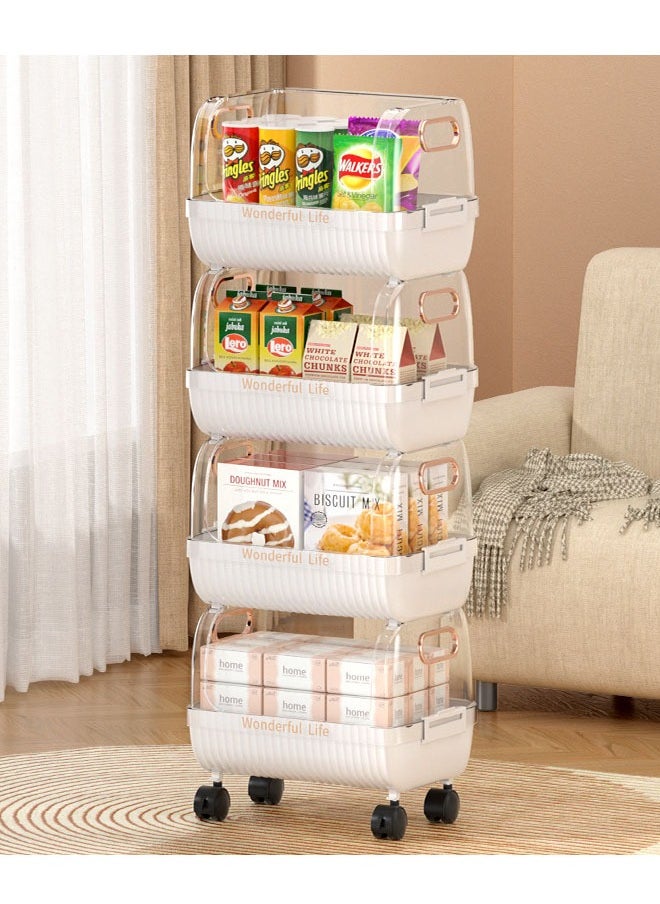 NKX 4-Layer Floor-Standing Kitchen Storage Rack with Removable Vegetable Basket  - Image 1