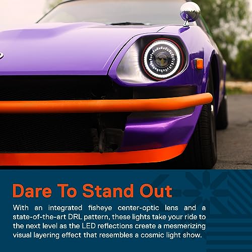 ONLINE LED STORE TRUE MODS 7 Inch Round LED Headlights Chrome H6024 2d1 Hi Lo Sealed Beam [DOT] HALO DRL Turn Signal Replacement for Jeep Wrangler JK JKU TJ CJ Chevy Ford Nissan Hummer H1 H2 Land Rover Defender Mazda - Image 2