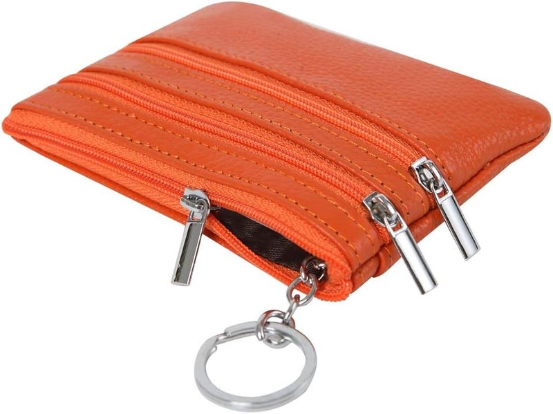 Cynure Women's Genuine Leather Coin Purse Mini Pouch Change Wallet with Keychain - Image 5