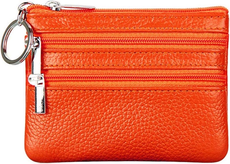 Cynure Women's Genuine Leather Coin Purse Mini Pouch Change Wallet with Keychain - Image 1