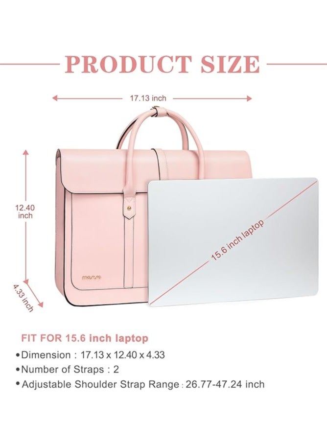 موسيسو شنطة لابتوب للنساء، 15.6 انش من جلد البولي يوريثين، شنطة كتف قابلة للتحويل الى شنطة ظهر، شنطة ماسنجر انيقة 16 انش، شنطة يد كاجوال للعمل والسفر والكمبيوتر مع عقدة فيونكة، زهري- شنطة لابتوب - Image 3