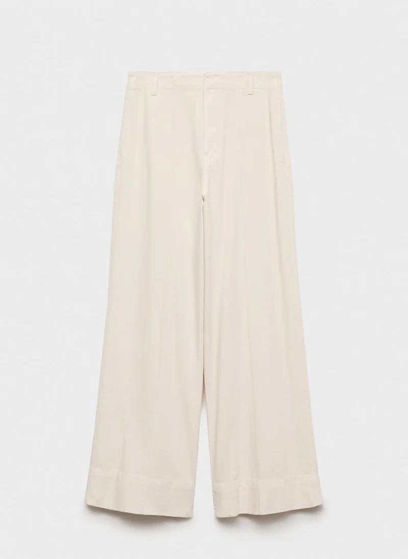 مانجو بنطلون جينز واسع الساق مع خياطة