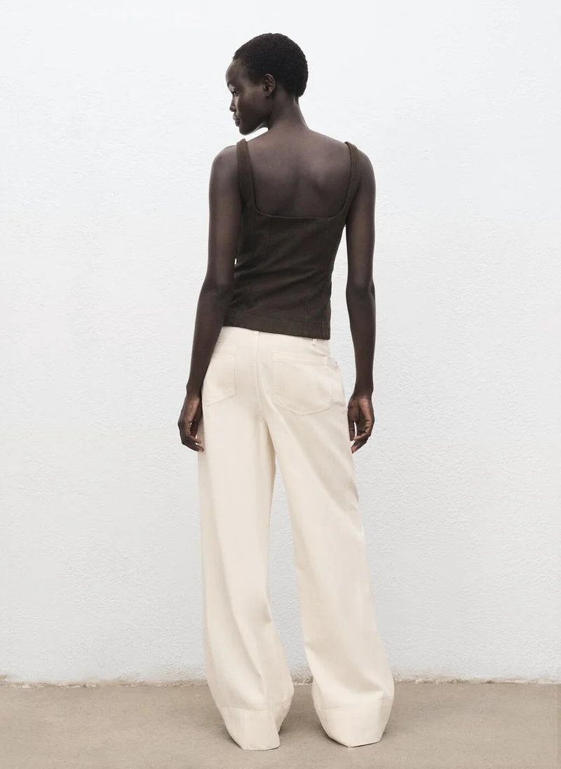 MANGO Wide leg denim pants with stitching
